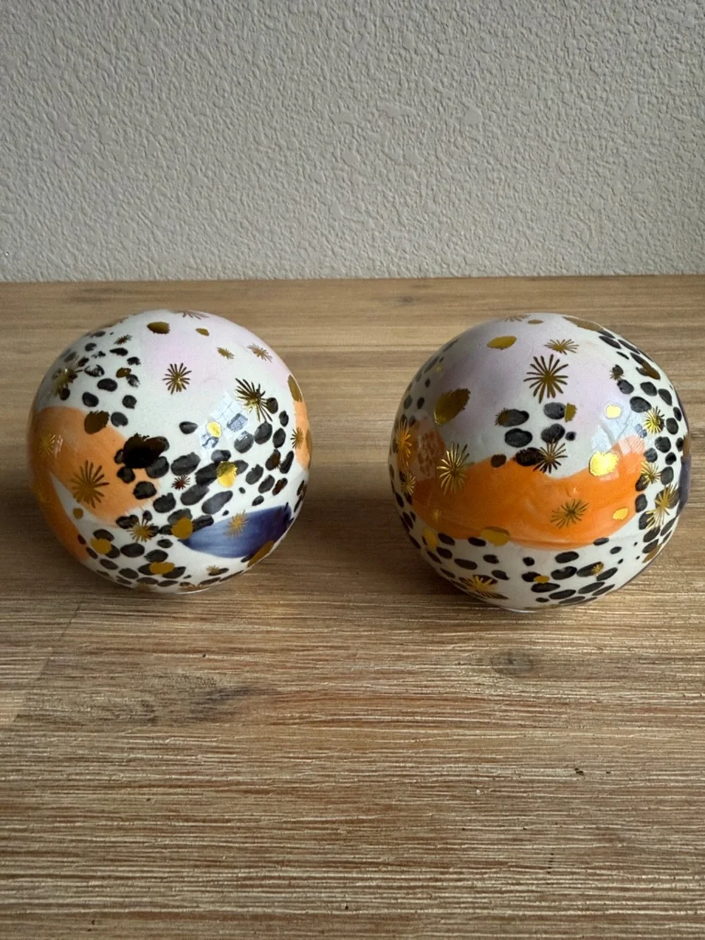 Pier 1 Ceramic Decorative Spheres in Orange, Gold, Black, White